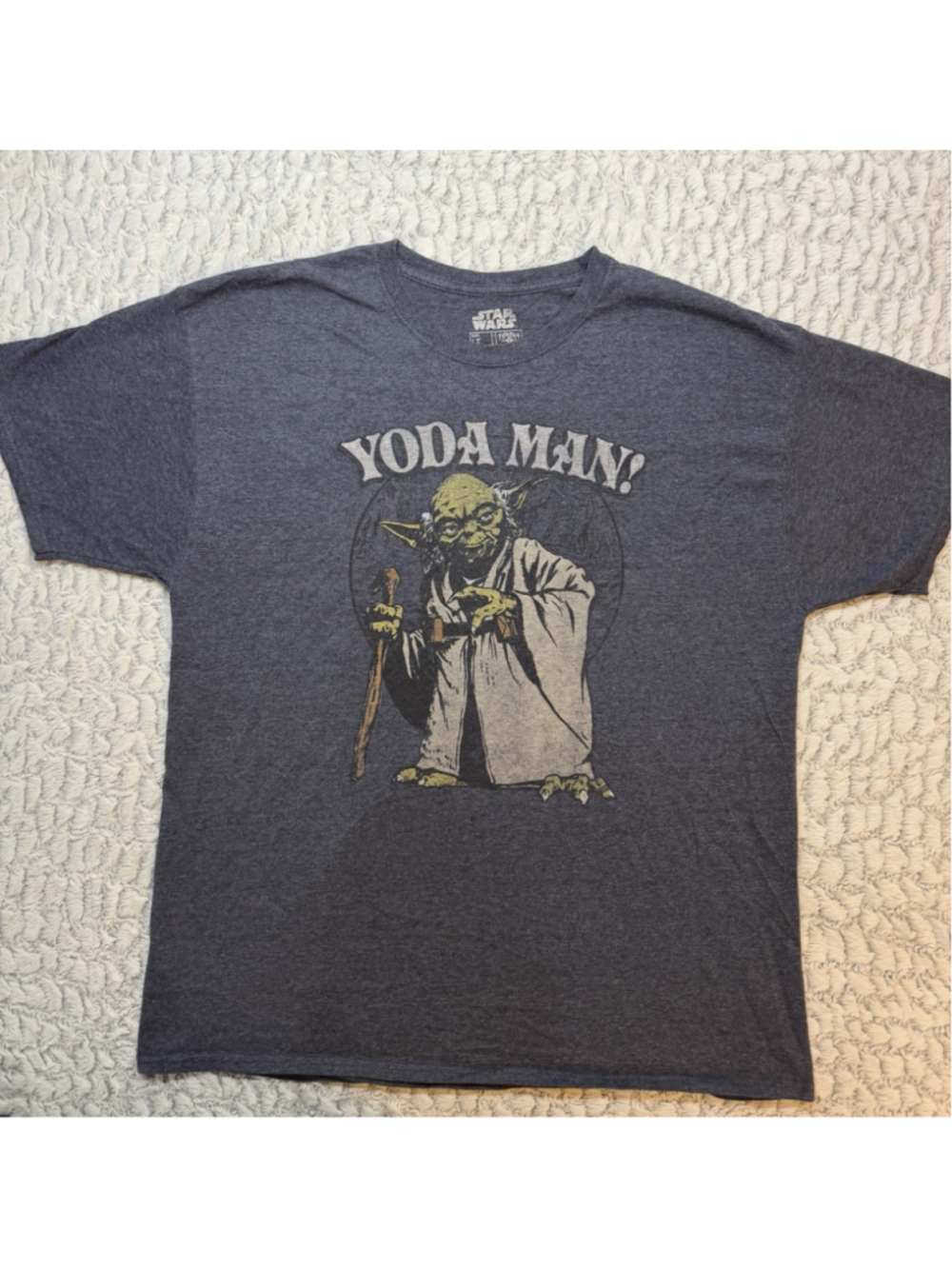 Fifth Sun Star Wars Yoda Man! Yoda Graphic T-Shirt Gray/Blue Heather Size LT